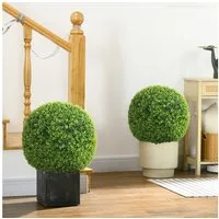 Kunstpflanze 40 cm Kunstpflanze, Plastik künstliche Pflanzen Buchsbaum, HOMCOM, Höhe 40 cm, für Wohnzimmer Schlafzimmer Büro Garten moderne Dekoration Geschenk