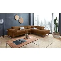 W.SCHILLIG Ecksofa finn, Designsofa mit tollem Sitzkomfort, bequem, L-Form, German Design Award 2016, Fußgestell Nussbaum natur, Breite 281 cm