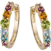 Firetti Paar Creolen Schmuck Geschenk Silber 925 Ohrschmuck Ohrringe Regenbogen, mit Topas (behandelt), Amethyst, Citrin, Peridot, Rhodolith, Topas