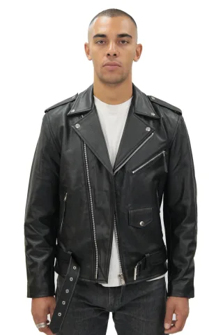 Schwarze Brando-Jacke aus Rindsleder für Herren – Venedig