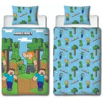 Minecraft Jugendbettwäsche Minecraft Wendebettwäsche 140x200 cm für Gamer Zocker, Press Button