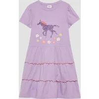 s.Oliver Minikleid Kleid Jersey-Kleid mit Puffärmeln und Pailletten