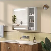 AQUALAVOS Spiegelschrank Badezimmerspiegelschrank mit Beleuchtung Infrarot Sensor Steckdose 70 x 60 x 13cm Doppelseitige Glasspiegel 6400K Kaltweiß Innensteckdose