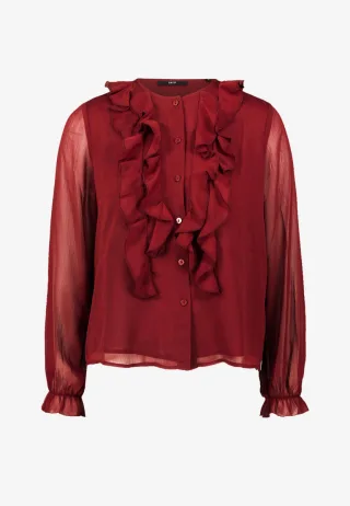 zero - Chiffonbluse mit Volants rot - Gr. - 34