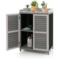 COSTWAY Garten-Geräteschrank, BxT: 67x47 cm, (1 St), Gartenschrank mit Regal & 2 Magnettüren, Tannenholz