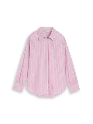 Denim Tom Tailor - Oversize Hemdbluse mit Streifenmuster pink blue white stripe - Gr. - M