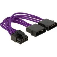Power 8Pin EPS > 2x 4Pin, Adapter violett, Textilummantelung