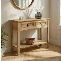 CARO-Möbel Konsolentisch SALSA, Schmaler Flurtisch mit 2 Schubladen und Ablage, Landhausstil natur