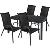 Mojawo Essgruppe 5tlg Gartengarnitur Sitzgarnitur Outdoormöbel 125x70cm Anthra/Schwarz
