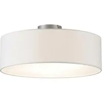 meineWunschleuchte Deckenleuchte mit Stoff Lampenschirm Weiß Ø 40cm, ohne Leuchtmittel, Stoff-Lampe, gemütliche Deckenlampe, E14 Schlafzimmerlampe rund