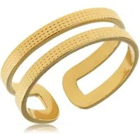 Made by Nami Fingerring Breiter Goldener Boho Edelstahl Ring Doppelsträngig Design, Damen Schmuck Größenverstellbar & Wasserfest