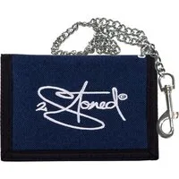 2Stoned Geldbörse Wallet Classic mit Kette und Klettverschluß für Erwachsene u. Kinder, verchromte Kette mit Karabiner