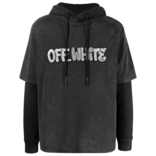 Off-White GM Vintage Doppelarmeliger grauer Kapuzenpullover