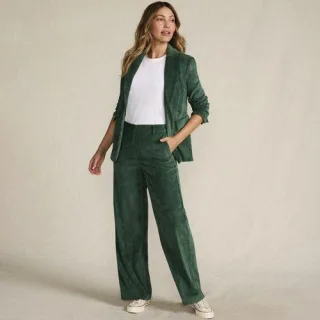 Stretchcord-Hose mit weitem Bein für Damen, Damen, size: regular, Grün, Polyester/Polyester-Mischung, by Lands' End