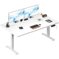 HOMALL Schreibtisch Höhenverstellbarer mit Gedächtnissteuerung, 110/120/140cm x 70cm (2-lagige Höhenverstellung mit sitzender Erinnerungsfunktion und USB-Ladeanschluss)