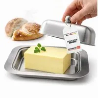 Topanbieter999 Butterdose Edelstahl matt Butterglocke Aufbewahrung Butter Butterbehälter, Edelstahl 18/8, (2 tlg), Unterteil satiniert
