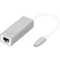 USB 3.2 Gen 1 Adapter, USB-C Stecker > RJ-45 Buchse weiß/silber, 20cm, 10/100/1.000 Mbit/s