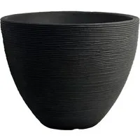 Spetebo Blumentopf Rillen Blumenkübel M rund 39 x 31 cm anthrazit (Stück, 1 St., Blumenkübel rund), Großer runder Pflanztopf aus Kunststoff