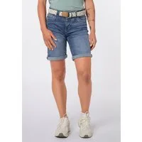 SUBLEVEL Jeansbermudas Damen Jeansbermuda mit schönem Gürtel Sommerhose, Denim Bermuda, Shorts mit Gürtel