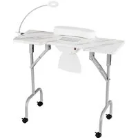 COSTWAY Maniküre-Pediküre-Set, Maniküretisch klappbar mit LED