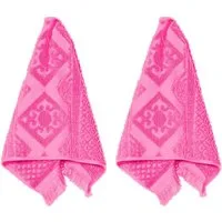 PAD Gästehandtuch HARLEM, 30x50 cm, Frottee (Set, 2-St), Made in Europe, Ton in Ton gestreift, mit Ornamenten, mit Fransen