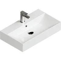 Aqua Bagno Waschbecken Aufsatzwaschbecken 70cm weiß eckig wandhängend Waschtisch (Packung)