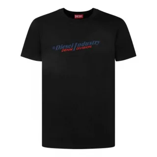 Diesel Unisex Erwachsenen Branchen Denim Division Logo T-Shirt (Schwarz)