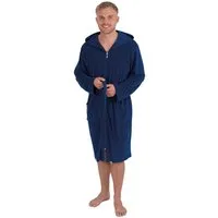 Wewo fashion Herrenbademantel 2031, ideal für Sauna & Spa, Hotelbademantel, Morgenmantel, Midilänge, Leichtfrottier, Kapuze, Reißverschluss, Gürtel