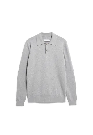 Armedangels - KNIT LONGSLEEVE POLOSHIRT silver melange - Gr. - S