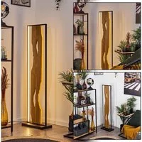 hofstein Stehlampe »Azeglio« Stehlampe aus Metall/Holz/Kunststoff in Schwarz/Natur/Weiß, 3000 Kelvin, Bodenlampe m. Fußschalter u. Lichteffekt, 2300 Lumen