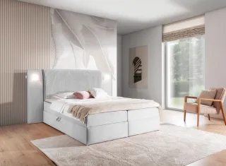 Boxspringbett Bett MARTEN 140x200cm Set.1 in Stoff Magic Velvet Hellgrau
