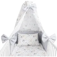 Amilian Babybettwäsche Set 7-teilig - Bettwäsche 100x135 - Kissenbezug 40x60 - mit Himmel, Vollstoffhimmel, 7 teilig, Komplett-Set für Babybett, Gitterbett - Kinderbettwäsche