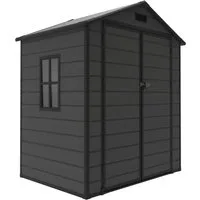 Koll Living Gartenhaus 'Norvik', aus Kunststoff Schwarz, mit Fenster & Doppeltür, BxT: 181x135 cm, abschließbar, UV- & witterungsbeständig, Doppeltür