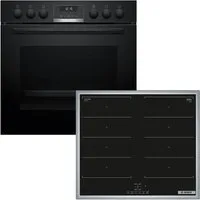 BOSCH Flex-Induktions-Herd-Set HND619LS67, mit Backwagen, Hydrolyse, Backwagen mit ausziehbarer Tür für bequemes Kochen & Backen