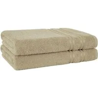 HAMMETEX Duschtuch 2er Set Badetücher 70x140 cm, 100% Baumwolle, Weich & Saugstark, Frottier (Set, 2-St), mit Bordüre, einfarbig, weich