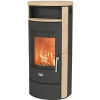 Hanseatic Kaminofen »Piacenza Sandstein«, Exklusiv, Lieferung bis ins Wohnzimmer, 6 kW, Zeitbrand, mit verriegelbarer Holzlagerfachtür