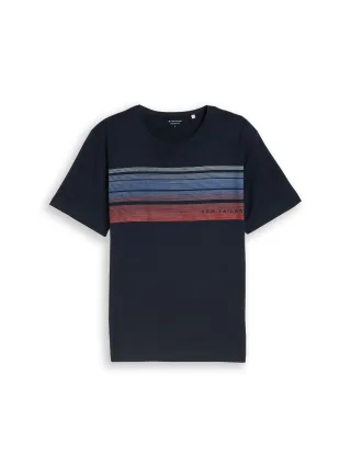 Tom Tailor - T-Shirt mit Print auf der Brust sky captain blue - Gr. - M
