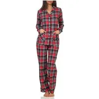 Normann Pyjama Damen Pyjama in Karo Optik zum durchknöpfen in Single Jersey Qualität