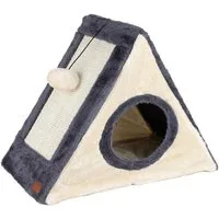 Spetebo Tierhaus Katzenhaus mit Kratzbrettern aus Sisal 42 x 35 cm, Katzenhöhle mit Spielball