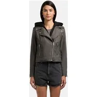 khujo Lederimitatjacke Yael Klassische Kunstlederjacke mit abnehmbarer Kapuze