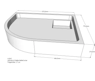 Neuesbad Wannenträger für Bette Corner 100x80x6,5 Viertelkreis SD22720