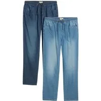 bonprix Schlupfjeans (Packung, 2-tlg., 2er) klassischer Schnitt, aus reiner Baumwolle, mit Washed-Effekt