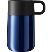 WMF Thermobecher Impulse Travel Mug, Cromargan® Edelstahl Rostfrei 18/10, Silikon, doppelwandiger Edelstahl, geringe Höhe, 360°-Trinköffnung