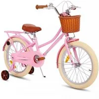 JOYSTAR Kinderfahrrad 12 14 16 18 Zoll fahrrad für 2-9 Jahre alte Mädchen & Jungen, mit Kotflügel, Stützrädern, Korb, Gepäckträger, Kettenabdeckung