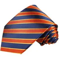 Paul Malone Krawatte Designer Seidenkrawatte Herren Schlips modern gestreift Breit (8cm), blau orange 728