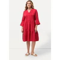 Ulla Popken Jerseykleid Musselin-Kleid A-Linie Tunika-Ausschnitt 3/4-Arm