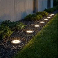 GLOBO LIGHTING LED Gartenleuchte, LED-Leuchtmittel fest verbaut, LED Solarleuchte Bodenstrahler Bodenlampe Erdspieß Edelstahl 8er Set
