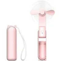 LA CUTE Handventilator Tragbarer Mini Handventilator faltbar USB-C Akku leise Pink, Faltbar, Powerbank-Funktion, 3 Stufen, leise, tragbar