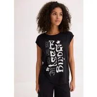 bonprix Longshirt aus Baumwolle, mit modischem Druck, Slim Fit, Kurzarm-Design