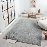 Vimoda Hochflor-Teppich prime, Shaggy Langflor, Uni Grau, Rund, Höhe: 30 mm, Läufer, Teppich Wohnzimmer, Schlafzimmer, Esszimmer